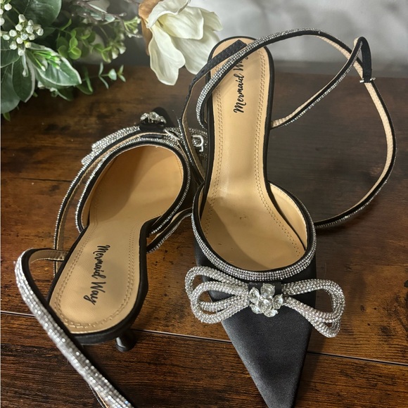 Sugarcoat Diamante Double Bow Satin Heels Size 9 - Picture 5 of 8